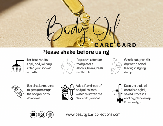 Editable body oil care card