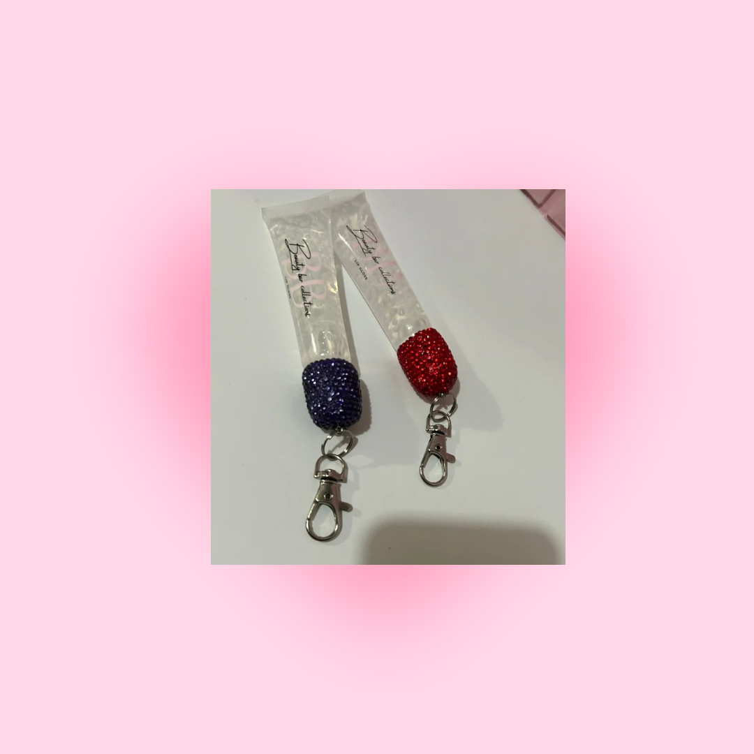 Pink kiss lipgloss keychain